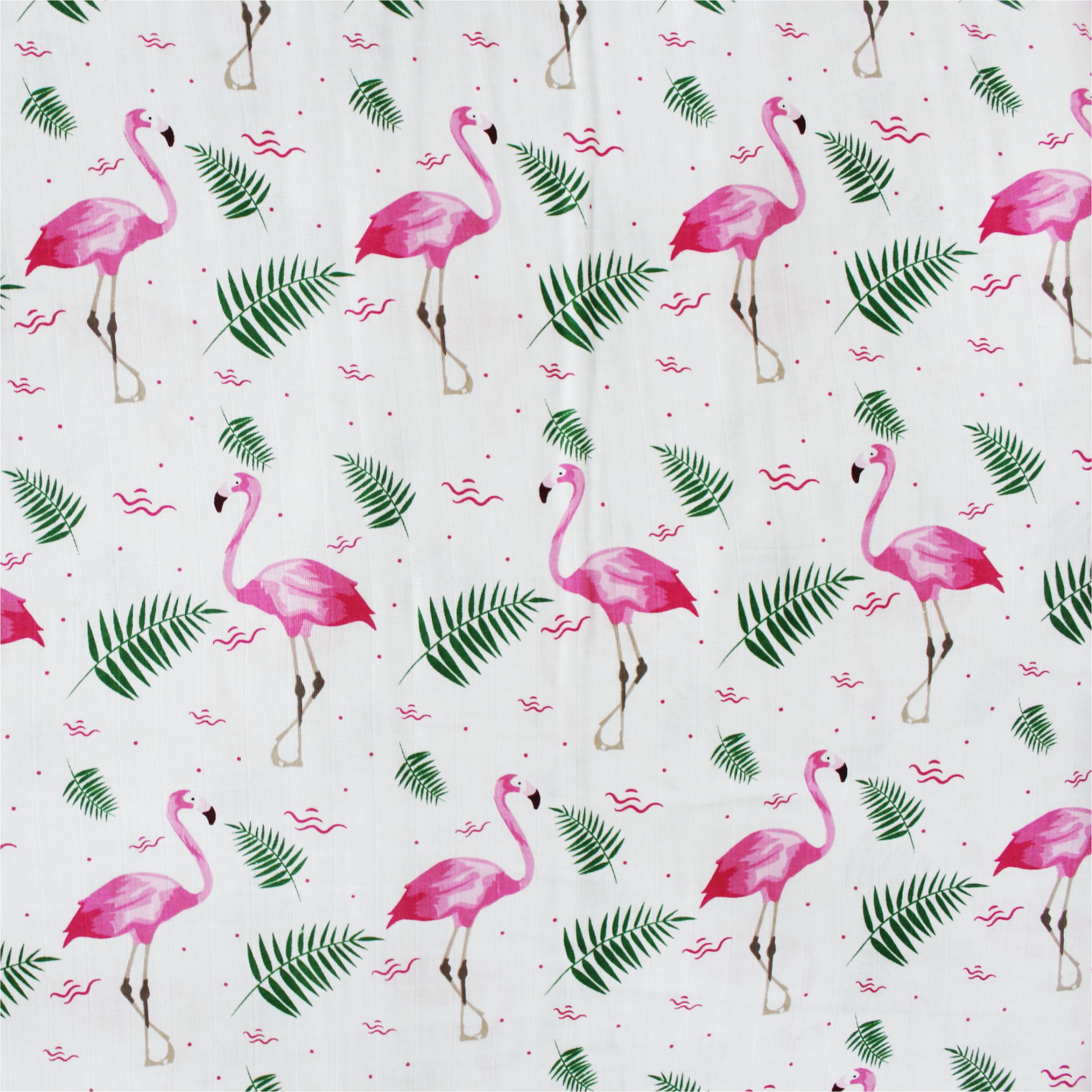 Tropical Flamingo 100% Organic Cotton Muslin Fabric