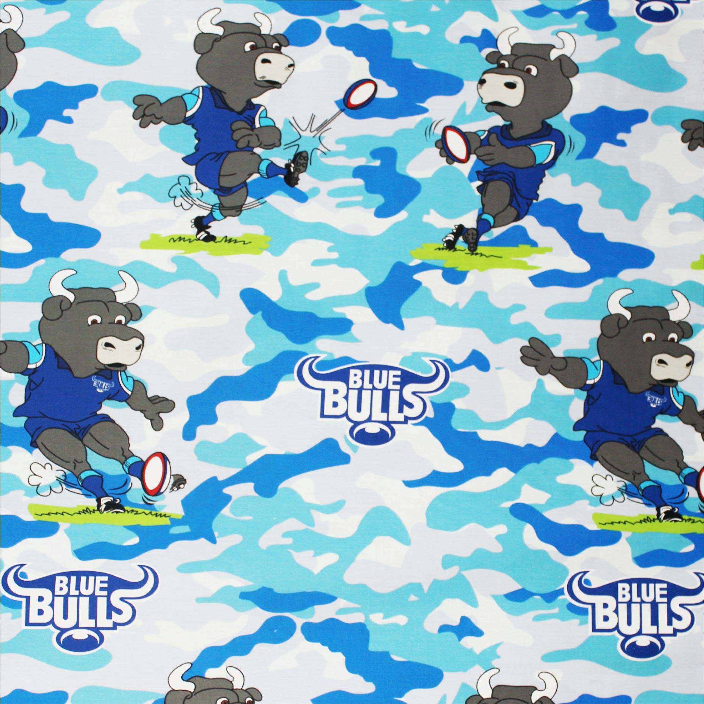 Blue Bulls Character Novelty Fabric 235Cm