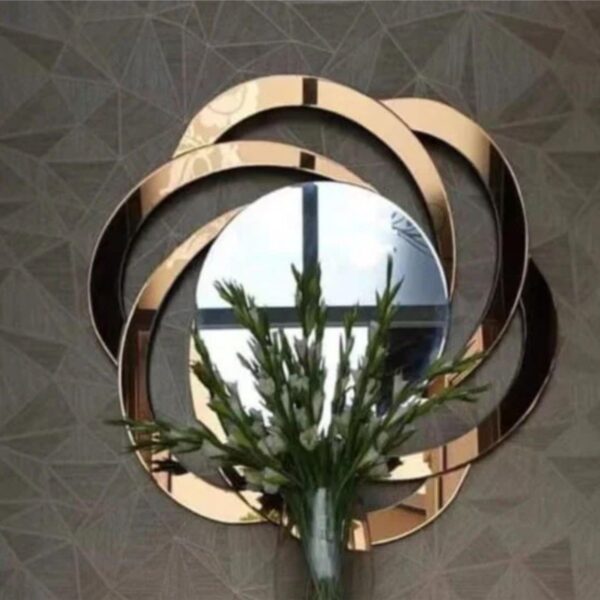 Modern Rose Gold Overlapping Circle Wall Mirror