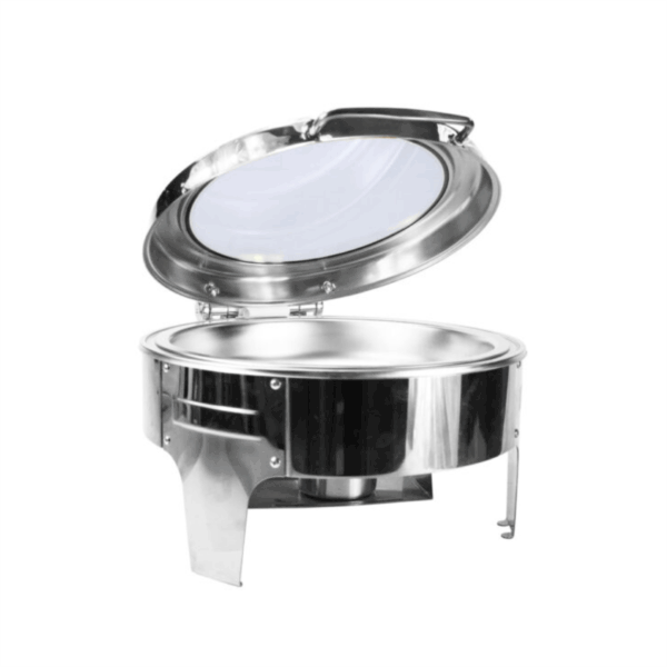 Silver Round Flat Chaffing Dish With Window