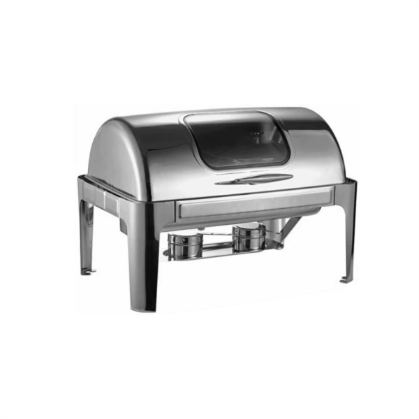 Silver Rectangular Roll Chaffing Dish With Window