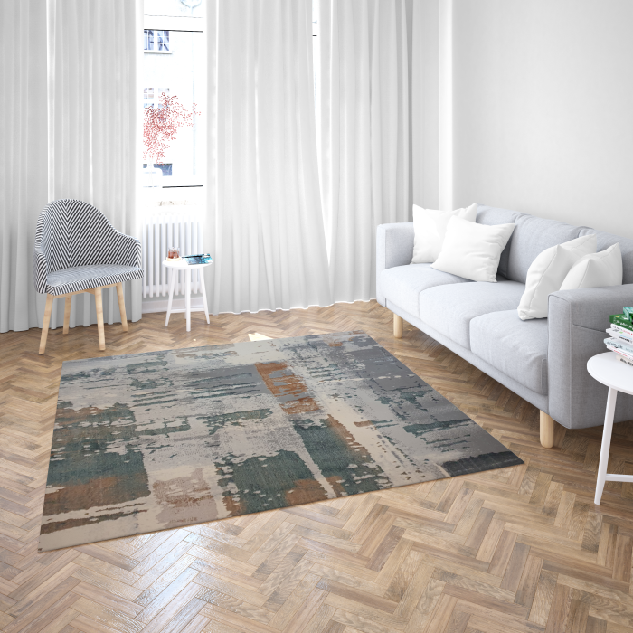 Doruk 174535 Light Grey, Cream & Green 1600 X 2300Mm