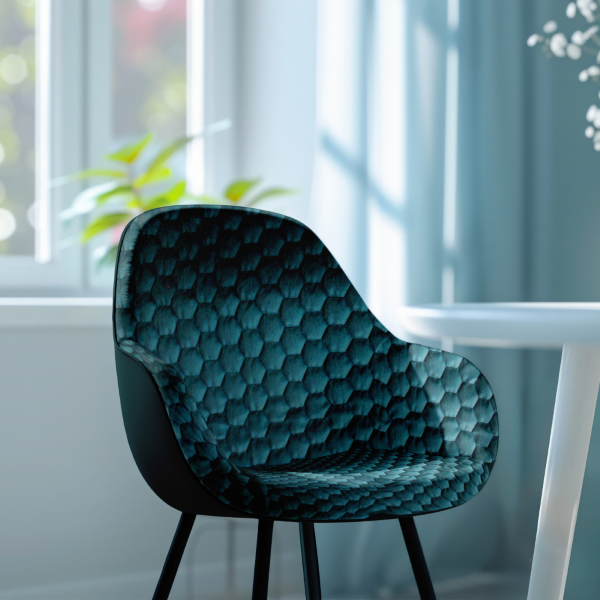 Loom Belle Hexa Quilted Velvet Upholstery Fabric - Peacock