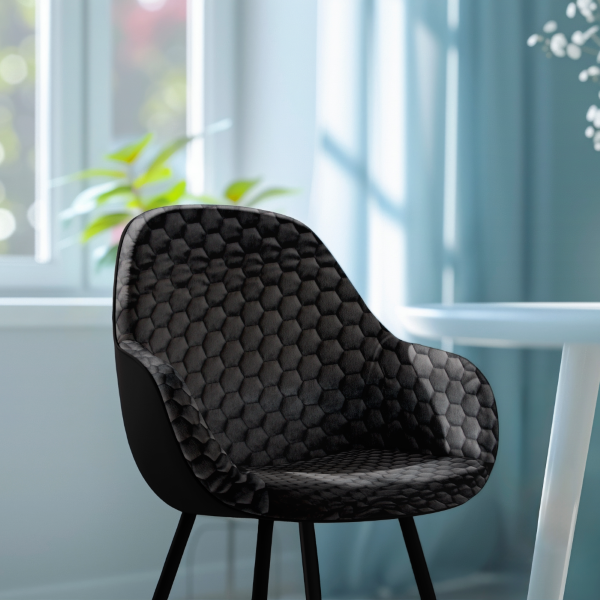 Loom Belle Hexa Quilted Velvet Upholstery Fabric - Graphite