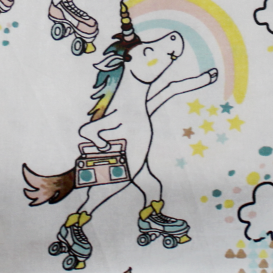 Roller Skater Unicorn 100% Turkish Cotton Fabric