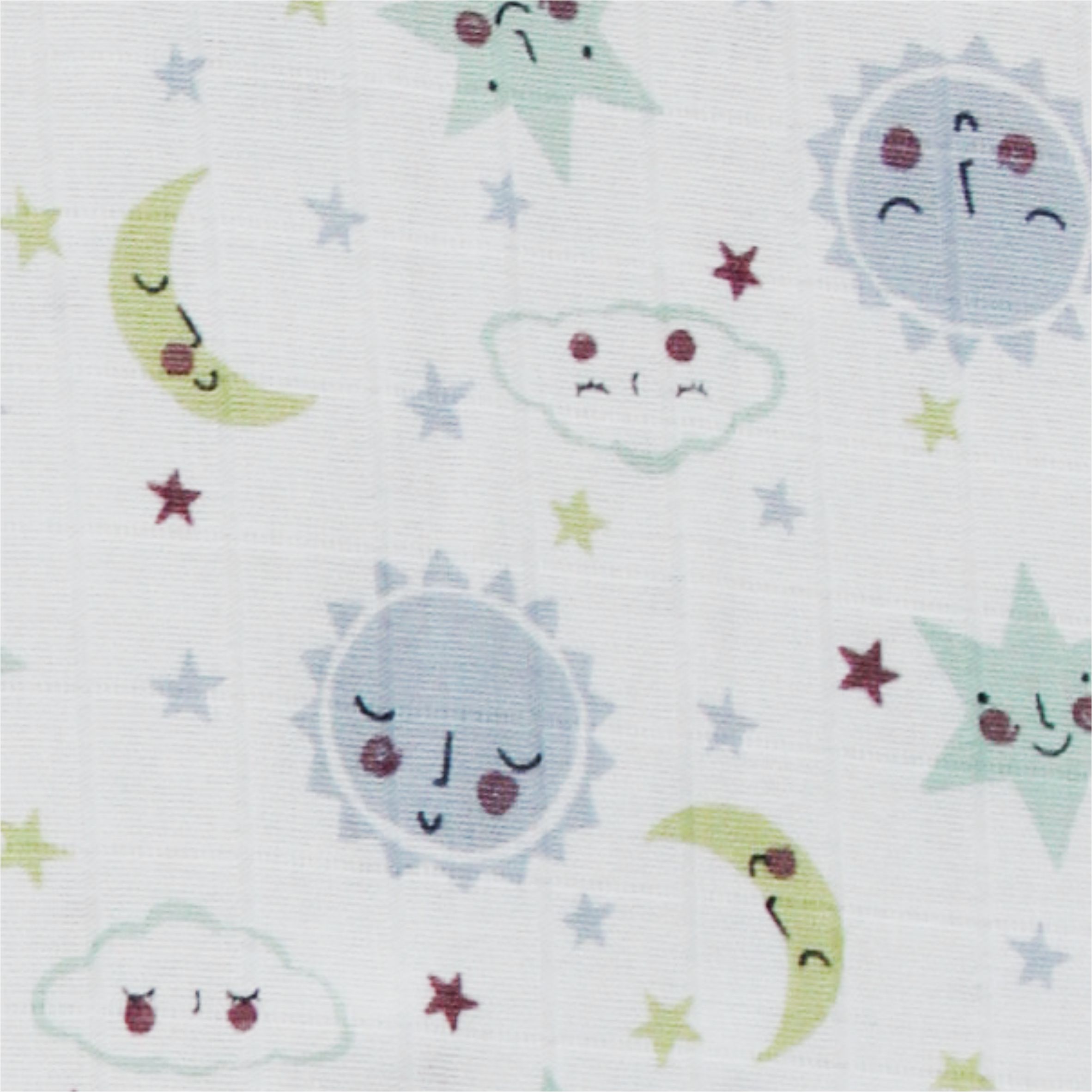 Moon Clouds 100% Organic Cotton Muslin Fabric