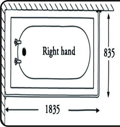 Bath Rail Aluminium – Right Hand Return - 1800Mm X 800Mm