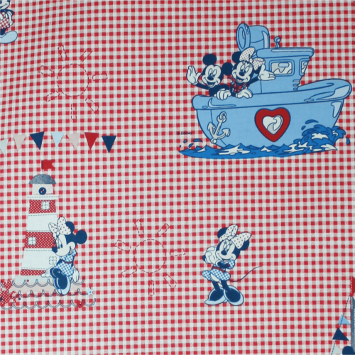 Minnie & Mickey Oceanic Coast Red Novelty Fabric 140Cm