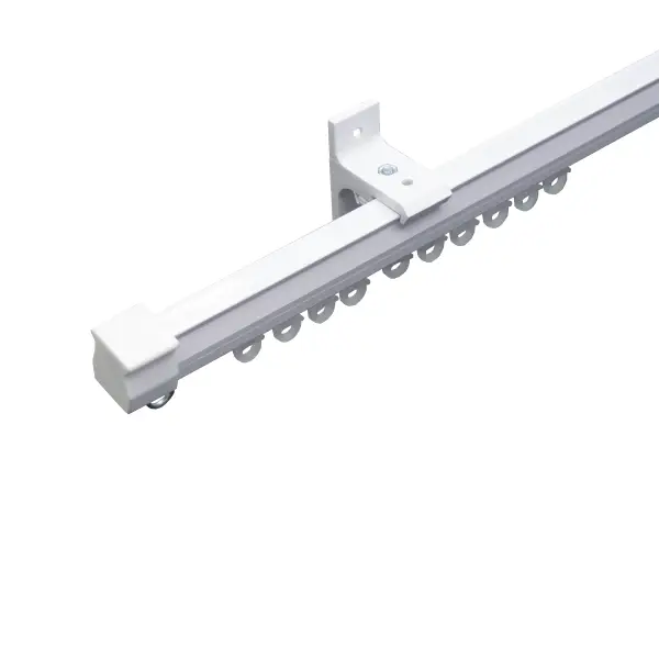 Single Aluminium Track White Including Runners, Endcaps & Brackets