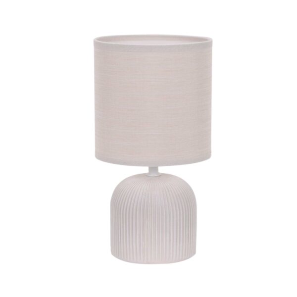 Beige Ribbed Ceramic Base With Fabric Shade Light Tl832