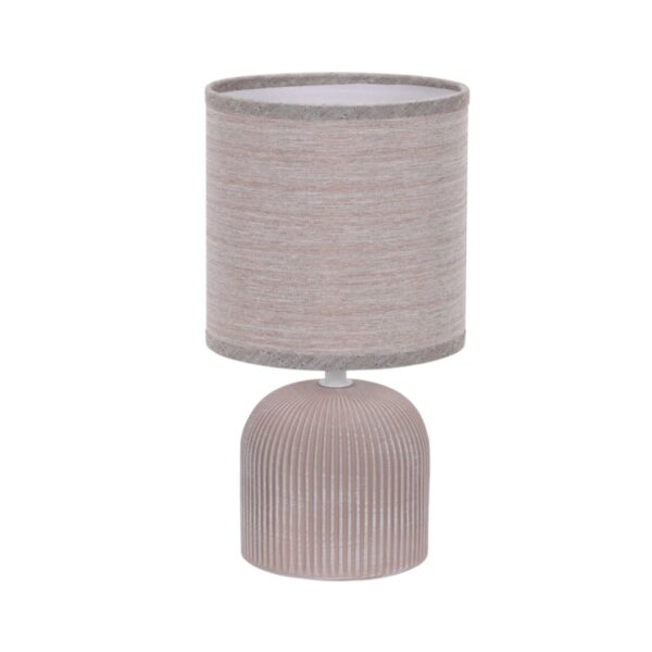 Grey Ribbed Ceramic Base With Fabric Shade Light Tl830