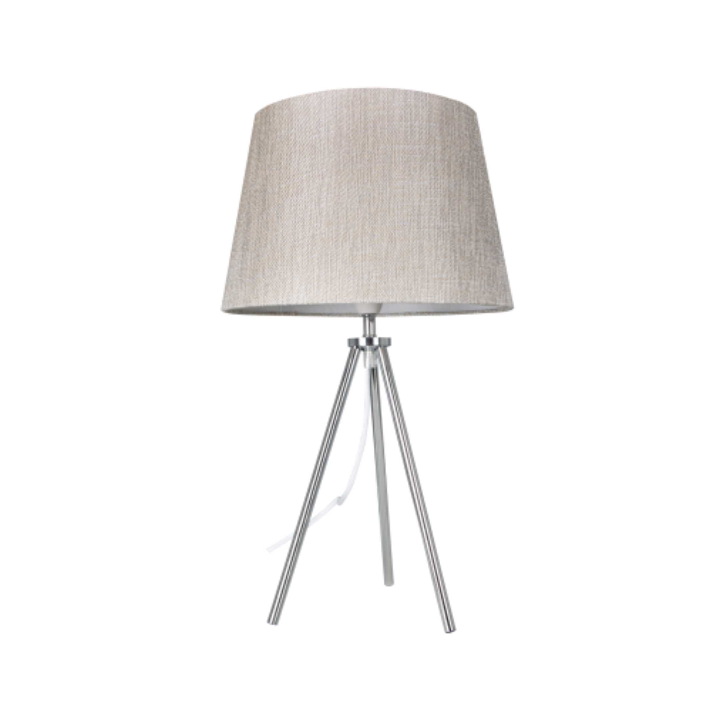Polished Chrome Table Lamp With Champagne Fabric Shade Tl179