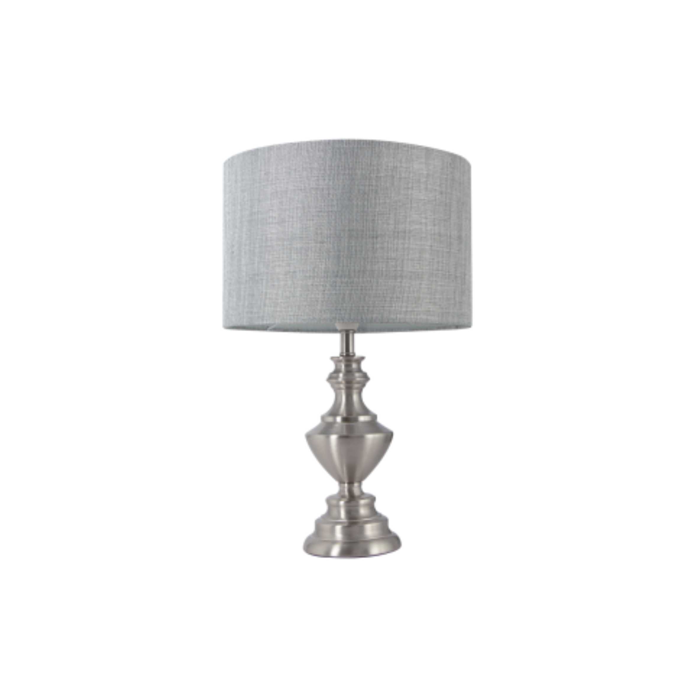 Satin Chrome Table Lamp With Smoke Fabric Shade Tl177