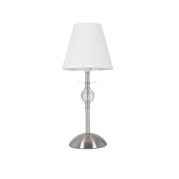 Satin Chrome & Clear Acylic Table Lamp With White Shade Tl187