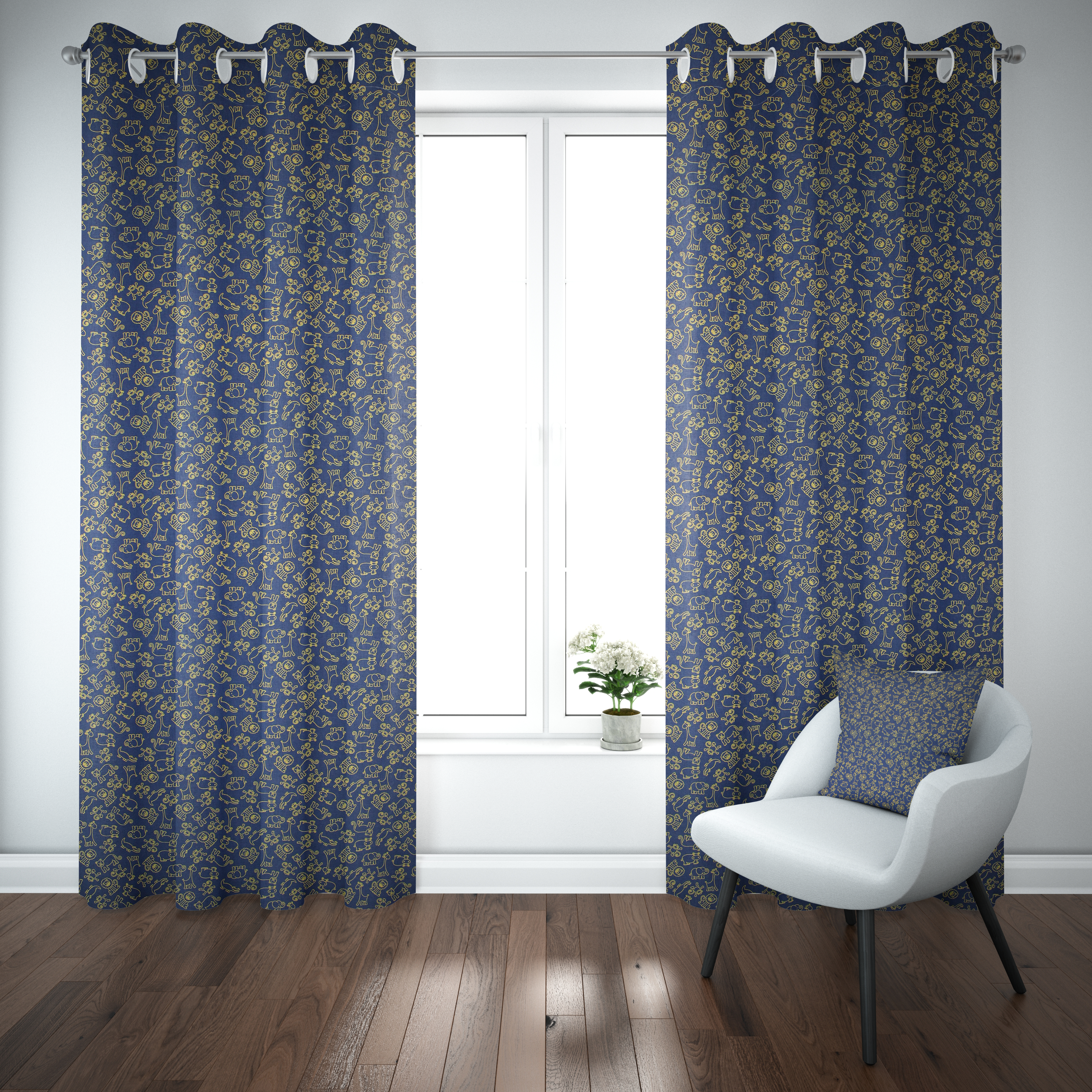 Wild Animal Novelty Fabric - Yellow