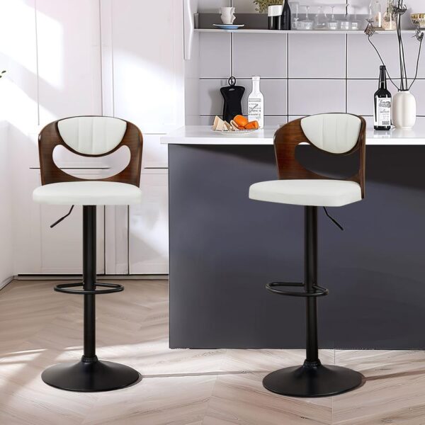 Leather Swivel Bar Stool With Backrest