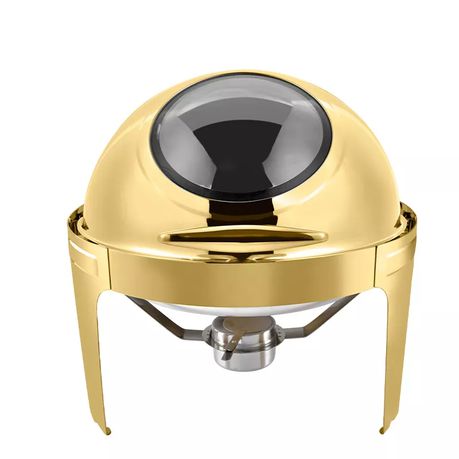 Gold Round Top Chaffing Dish With Window
